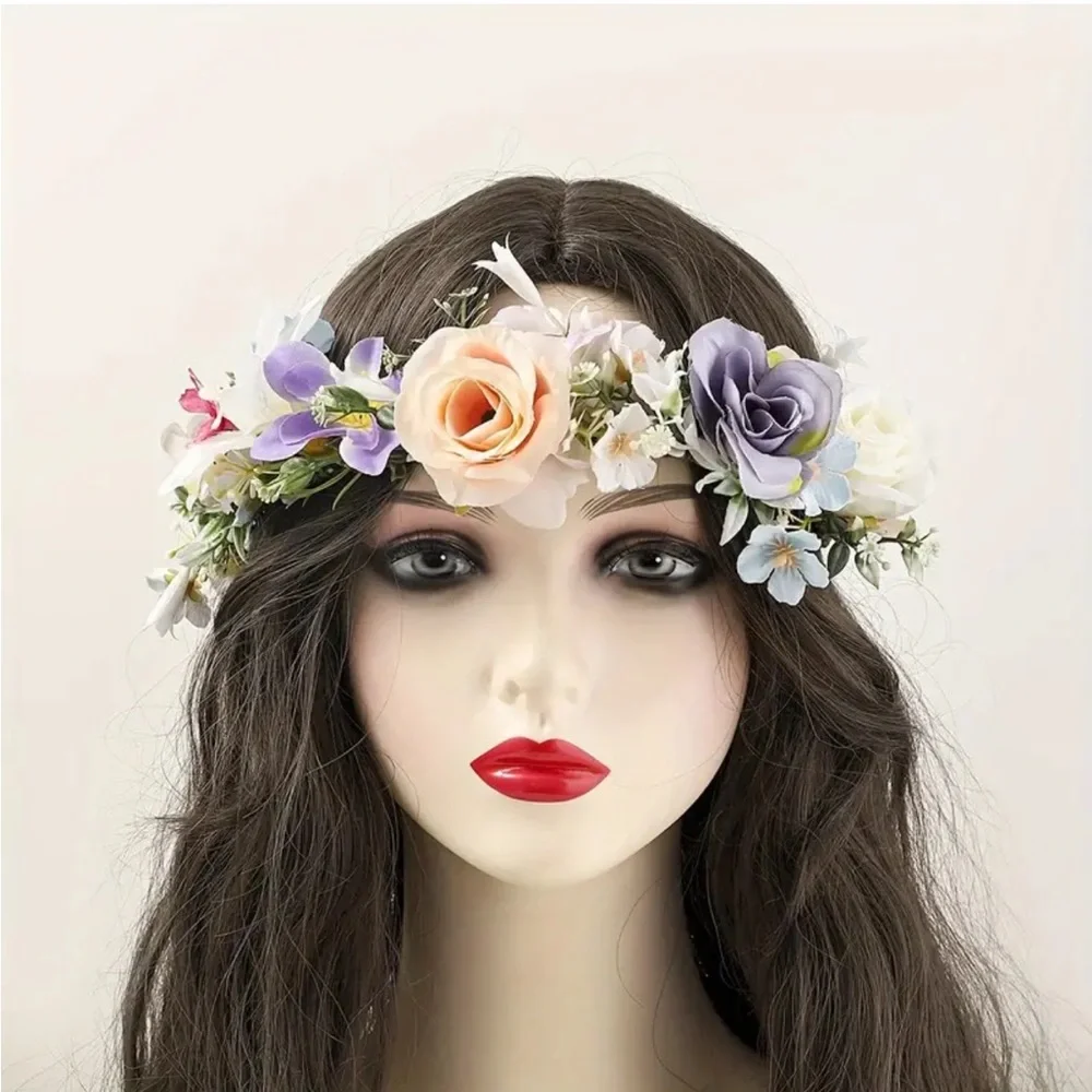 Floral Crown Headband with Faux Roses